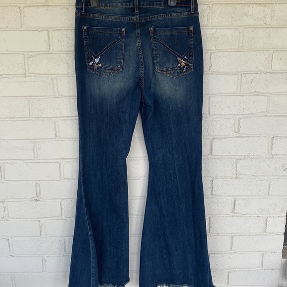 Grace in LA High Waist Star Sequins Flare Jeans 33 - Picture 5 of 9